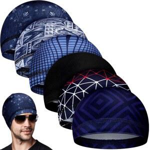 하이샌디 6개 쿨링 스컬 캡 모터사이클 헬멧 라이너 남성 스웨트 위킹 비니 자전거 러닝 헤드