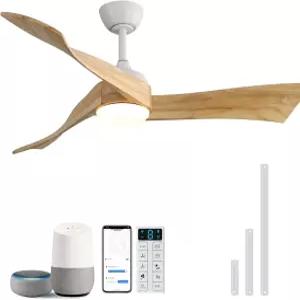 Sofucor 52인치 스마트 천장 선풍기 라이트 모던 솔리드 우드 야외 3블레이드 알렉사/구글/APP/침실 거실