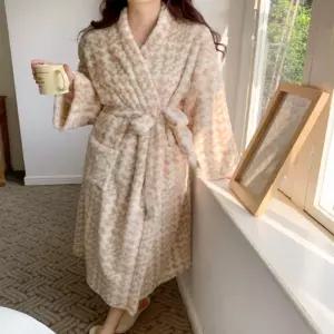 남성가운 남녀 커플로브 하운드체크 패턴 극세사 로브 수면가운