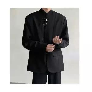 남성 나들이에 어울리는 캐주얼 정장 자켓 봄가을 개량 패딩 어깨 메탈 버클 상의 칼라 MODU1