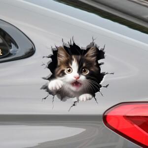 루보식 3D 고양이 자동차 스티커 바디 범퍼 커버 흠집 오토바이 프론트 카울 연료 탱크 장식 이동식 동물