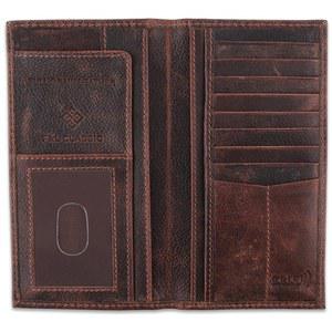 F&L 클래식 남성용 RFID 빈티지 룩 정품 가죽 롱 바이폴드 지갑 체크북 지갑, 하드 왁스 크런치, 240-52