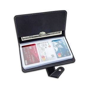 가우엔 신용카드 소지자, 96개의 카드 슬롯이 있는 가죽 명함 정리함, 카드용 전문 북 케이스 및 분실 또는 손상 방지를 위한 중요 문서(블랙)