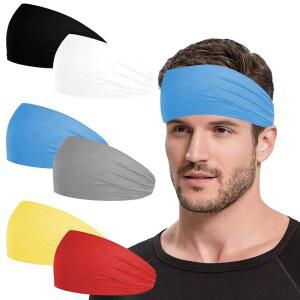 eAj 6팩 스포츠 남성용 러닝 헤드밴드 여성용 모이스처 위킹 운동용 헤드밴드 러닝, 사이클링, 풋볼, 요가, 피트니스 애슬레틱 유니 헤어밴드용 스웨트밴드