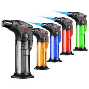 토치 라이터 5팩 리필 가능 제트 불꽃 멀티 유틸리티 양초 벽난로 캠핑 그릴 바비큐용 방풍 (연료 미포함)