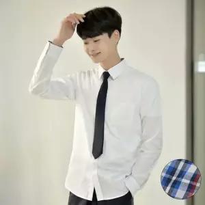 교복몰 빅사이즈 남성 화이트 셔츠 파랑체크 교복