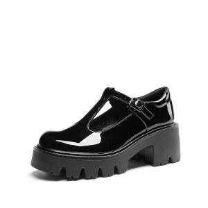 드림 페어 여성용 T-스트랩 메리 제인 슈즈 로우 플랫폼 청키 블록 힐 클로즈드 토 작업 펌프스 편안한 라운드 드레스 웨딩 파티