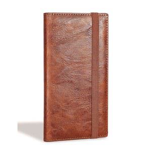 개인 수표책용 야닉 수표책 커버, 펜 홀더가 있는 홀더 및 중복 수표용 투명 플라스틱 칸막이 내장(브라운)