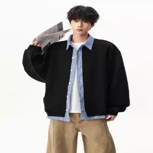 가을 투피스 페이크 남자하프코트 체크 맨투맨 자켓 카디건 ible3