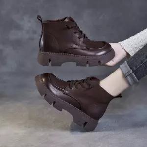 셉띠엠브레 가을 빈티지 진피영 워커힐 두층소가죽 워커 여성워커힐 수제 단화 통굽 UNO3