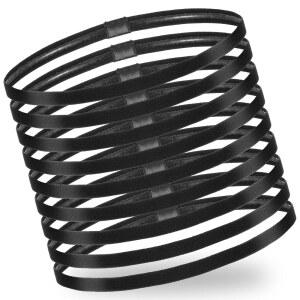 eAj HJZII 9PCS 얇은 탄력 스포츠 머리띠, 운동용 비슬립 운동용 헤어밴드 운동용 부드러운 스키니 스웨트밴드 운동용 농구 축구 테니스 요가(블랙)