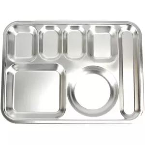 성인 식판 스테인리스 4칸 수저세트 식당용 나눔접시 다이어트그릇 아이식기