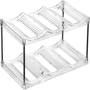 IEEK 플라스틱 스택형 병 보관 홀더 랙 주방 캐비닛용 독립형 물병/와인 및 음료 정리 선반 냉장고 조리대