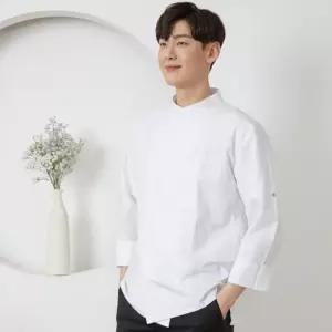 C화이트 하프 크로스넥 조리복 주방복 쉐프복