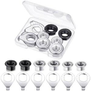 12개 자전거 액슬 너트 세이프티 워셔 허브 고정 부품 앞뒤 키트 3사이즈 바퀴용 스틸 하드웨어 플랜지