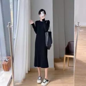 [에이치플러스몰]임산부 원피스 니트 집홀복 골지 루즈핏