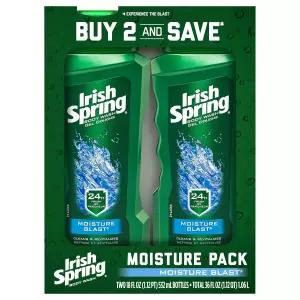 리시 스프링 보습 남성용 바디워시 샤워 젤 모이스처 블라스트 - 18 플루이드 온스(2팩)