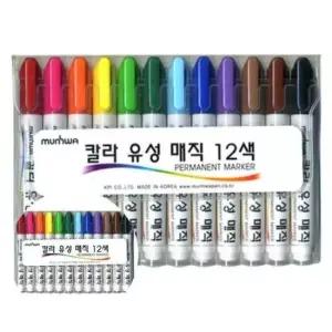 [문구] 컬러 유성 네임펜 12색 문구용 마커 필기용 색연필