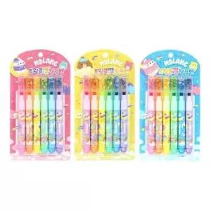 [문구] 독서용형광펜세트 6개 마커펜세트 스팽글 별야광펜