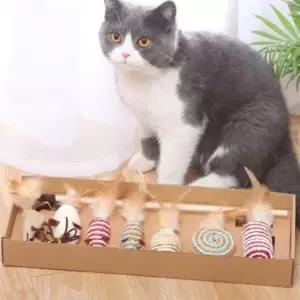 [반려] 고양이 낚시놀이 이갈이 장난감 세트 치석제거 스트레스