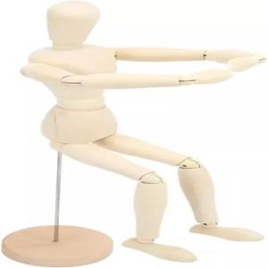 16인치 아티스트 우드 마니킨 유연한 휴먼 피규어 조인트 마네킹 홈 오피스 책상 장식용