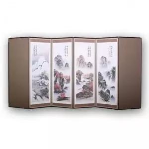 ( )커버포함 (두레공예사)옥비단미니옥추사산수화6폭병풍