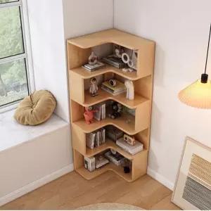ㄱ자 공간활용 5단 모던 수납장 틈새 모서리 코너 인테리어 오크색 선반 우드 책장