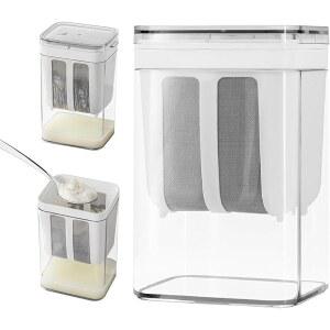 그릭 요거트 스트레이너, 두꺼운 요거트, 두유, 케피르, 베리, 수프, 과일 주스, 커피를 위한 1800ml 멀티 메이커 미세 메쉬 백 & 뚜껑 포함