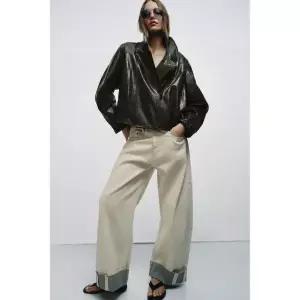 zara 자라 ZW 컬렉션 페이크 레더 재킷 - 그레이