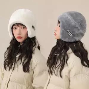 귀여운 여성 외출 패션 스트링 귀달이 웜 비니 모자