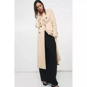 zara 자라 ZW 컬렉션 루즈 더블 브레스트 코트 - 베이지