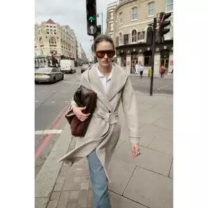 zara 자라 소프트 후드 코트 - 베이지