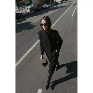 zara 자라 더블 브레스트 롱 코트 - 블랙