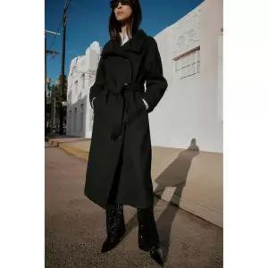 zara 자라 울 하이넥 롱 코트 - 블랙