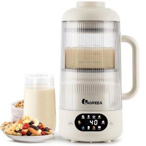 IAGREA 견과류 우유 제조기, 베이지, 10 in 1 소음 감소 두유 칼날 8개, 35온스, 홈메이드 귀리, 주스, 요거트, 밀크 쉐이크, 12시간 지연, 6시간 보온, BPA 프리, 셀프 클리닝