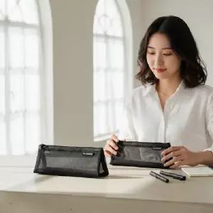 비침없는 메쉬 파우치 필기구 정리함 2개 세트 화장품 수납 가방