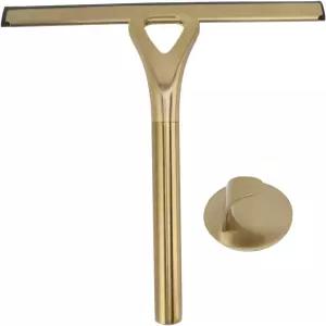 8.9x8.7인치 골드 스테인리스 스틸 샤워 스퀴지 창문 걸이식 후크 - 깨끗한 세라믹 타일 도어 거울 자동차