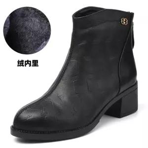 여성 가을 빈티지 플랫워커 미들굽 워커 엠보싱 리얼가죽 앵클부츠 소프트키높이 빅사이즈 면부츠 DUCHI3