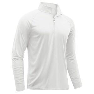 타코센 남성용 긴팔 운동 셔츠 1/4 풀오버 지퍼 선 프로텍션 래쉬 가드 UPF 50 아웃도어 러닝 티셔츠
