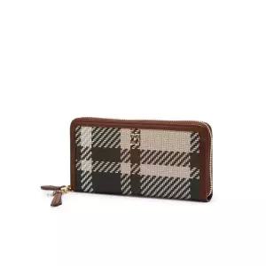 [국내매장판] 닥스 ACC 브라운 타탄체크 가죽배색 지퍼장지갑 DCWA3F210 244725