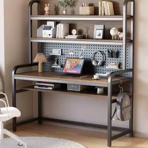 철제 타공판 책상 공부방 데스크 학생 선반 전면