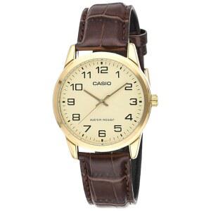 카시오 남성용 천연 가죽 Mtp v001gl 9b 쿼츠 워치