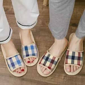심플한 체크 무늬 거실 실내화 가벼운 실내 슬리퍼 2color