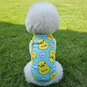 러블리 오리 덕 티셔츠 강아지 고양이 잠옷 실내복 외출용 산책복 귀여운 반려동물 의류 펫 용품 코디 아이