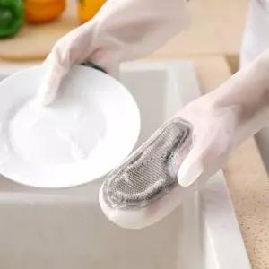 실리콘 미끄럼방지 수세미 고무장갑 주방 설거지 실리 고무장갑