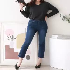 여자 데님팬츠 8부 청바지 스판청바지 허리밴딩청바지 DDb8+9SyD