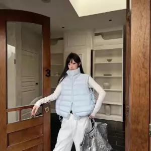 여사친 캐주얼 조끼 하이넥 스트링 자바라 집업 다운 패딩조끼 원픽1