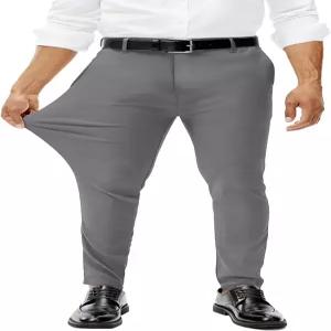 콤데비스 남성 스트레치 드레스 팬츠 슬림 핏 스키니 주름 프리 익스펜더블 허리 골프 테이퍼드 치노