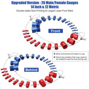 26피스 너트 및 볼트 나사 게이지 세트 분리형 측정 검사 도구 고정 감지용