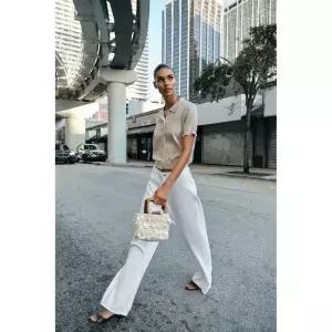 zara 자라 레이스 반소매 니트 재킷 - 스톤